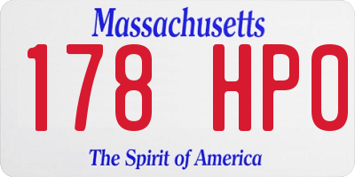 MA license plate 178HP0
