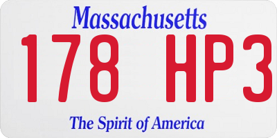 MA license plate 178HP3