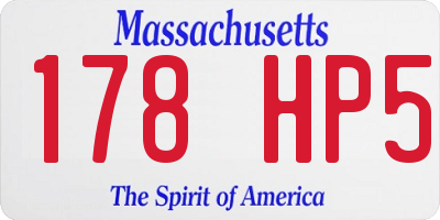 MA license plate 178HP5