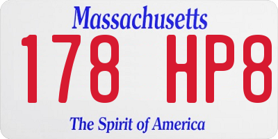 MA license plate 178HP8
