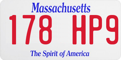 MA license plate 178HP9