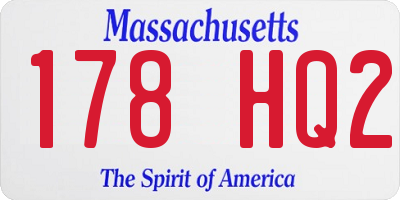 MA license plate 178HQ2