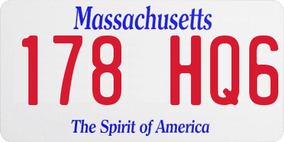 MA license plate 178HQ6