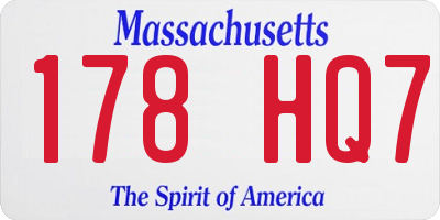 MA license plate 178HQ7