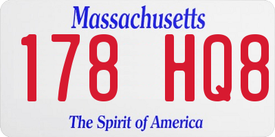 MA license plate 178HQ8