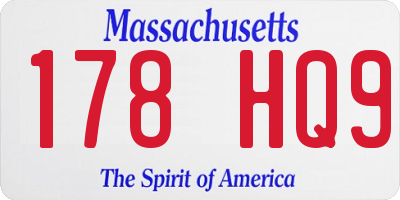 MA license plate 178HQ9