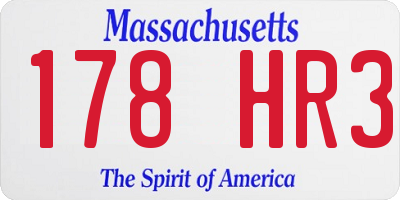 MA license plate 178HR3