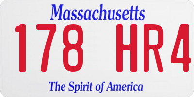MA license plate 178HR4