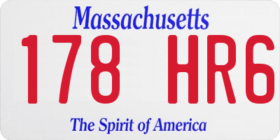 MA license plate 178HR6