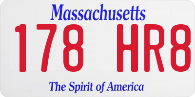 MA license plate 178HR8