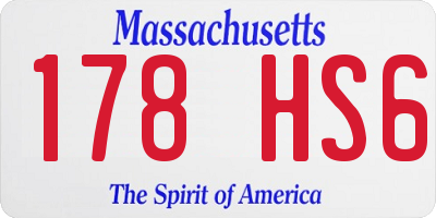 MA license plate 178HS6