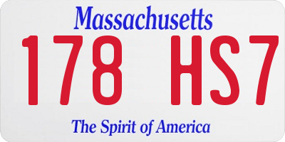 MA license plate 178HS7