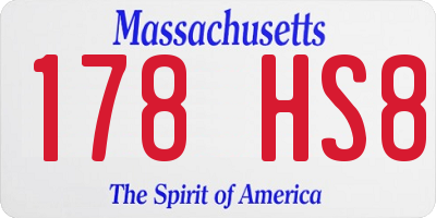 MA license plate 178HS8