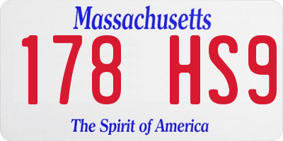 MA license plate 178HS9