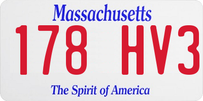 MA license plate 178HV3