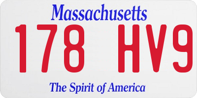 MA license plate 178HV9