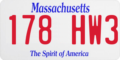 MA license plate 178HW3