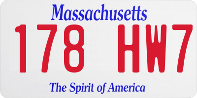 MA license plate 178HW7