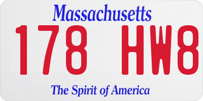 MA license plate 178HW8