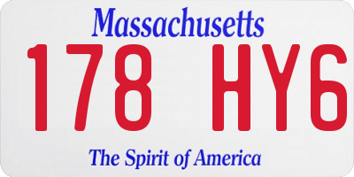MA license plate 178HY6