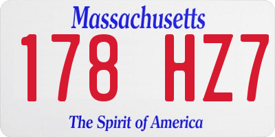MA license plate 178HZ7