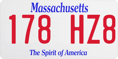 MA license plate 178HZ8
