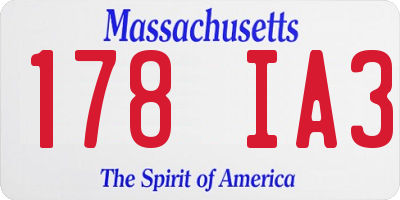 MA license plate 178IA3