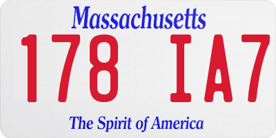 MA license plate 178IA7
