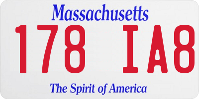 MA license plate 178IA8