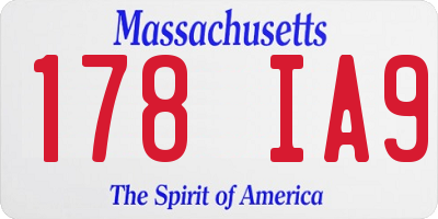 MA license plate 178IA9