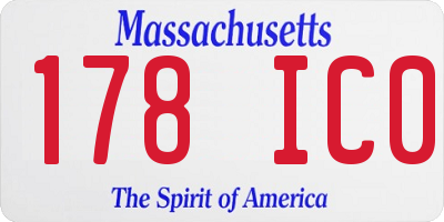 MA license plate 178IC0