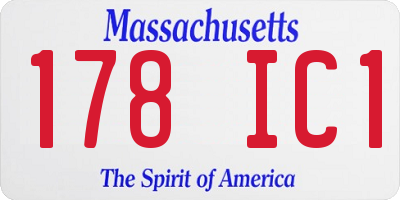 MA license plate 178IC1