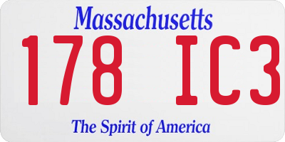 MA license plate 178IC3