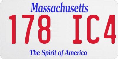 MA license plate 178IC4