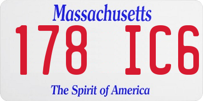 MA license plate 178IC6