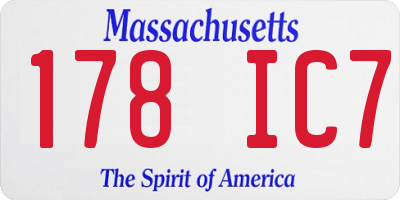 MA license plate 178IC7