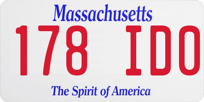 MA license plate 178ID0