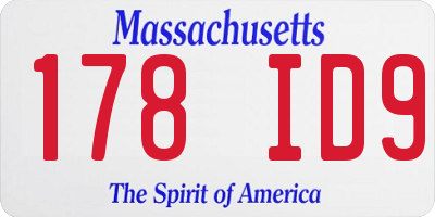 MA license plate 178ID9