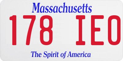 MA license plate 178IE0