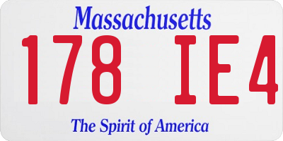 MA license plate 178IE4