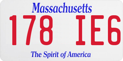 MA license plate 178IE6