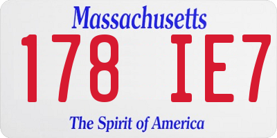 MA license plate 178IE7