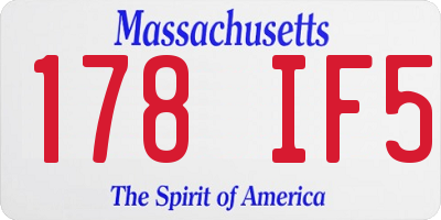 MA license plate 178IF5