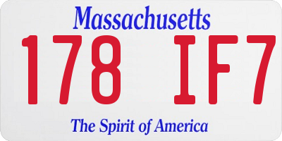 MA license plate 178IF7