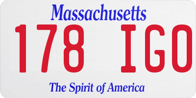 MA license plate 178IG0