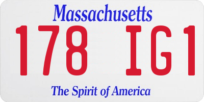 MA license plate 178IG1