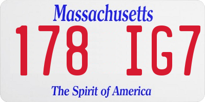 MA license plate 178IG7
