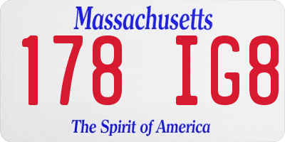 MA license plate 178IG8