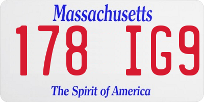 MA license plate 178IG9