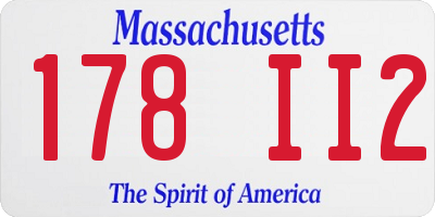 MA license plate 178II2